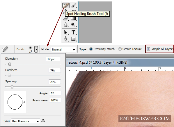 Retouch a model portrait with flawless natural skin