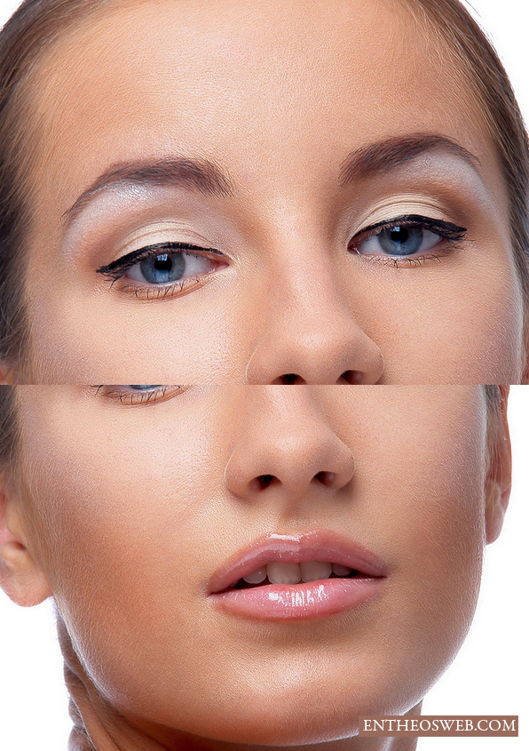 Retouch a model portrait with flawless natural skin