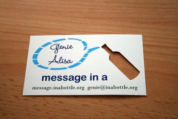 Message in a bottle business card