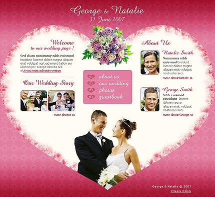 Heart Theme Flash Wedding Website