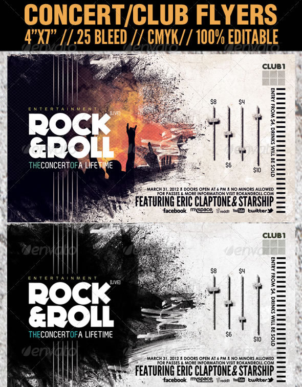 Concert Club Flyer Template - Rock and Roll