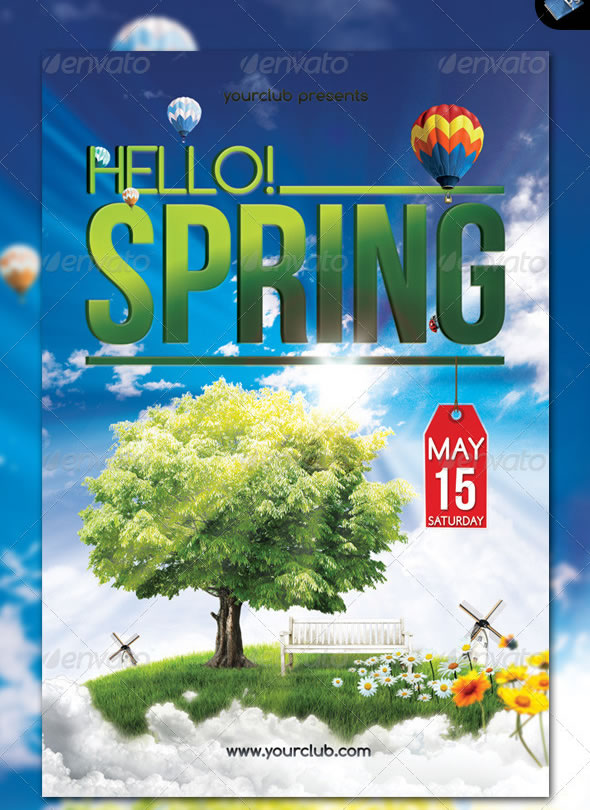 Hello! Spring - Party Flyer - Front & Back