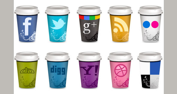 Set of Social Icons “Takeout Coffee Cup”