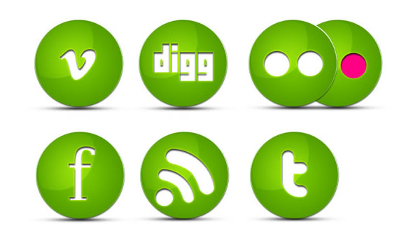 Green Glossy Social Icons