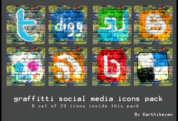 Graffiti Social Media Icons Pack