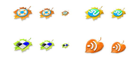Leaves fall Social Icon Set