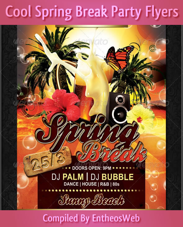 Cool spring break party flyers