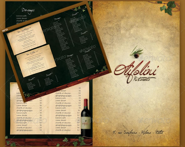 Menu Restaurant L'olivier