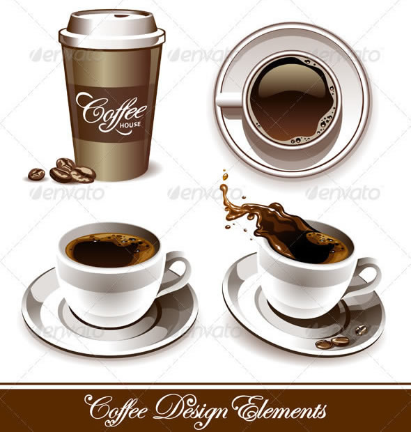 Vector set of coffee cups