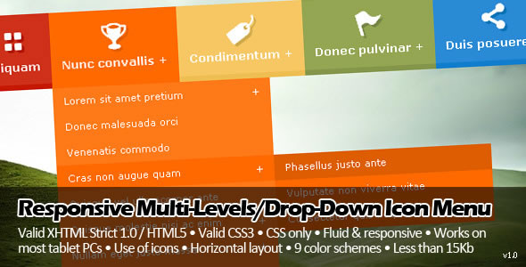 Responsive Multi-Levels/Drop-Down Icon Menu