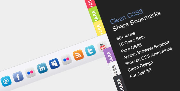 Clean Share Bookmark (10 styles, 62 icons)