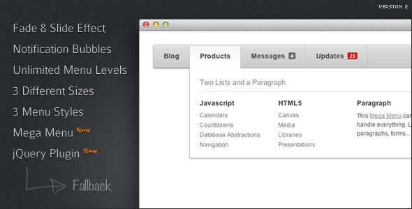 Menu with CSS3 Effects and Notification Bubbles