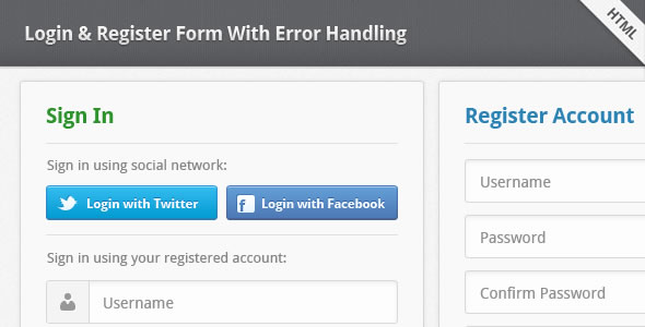 Login & Register Form With Error Handling