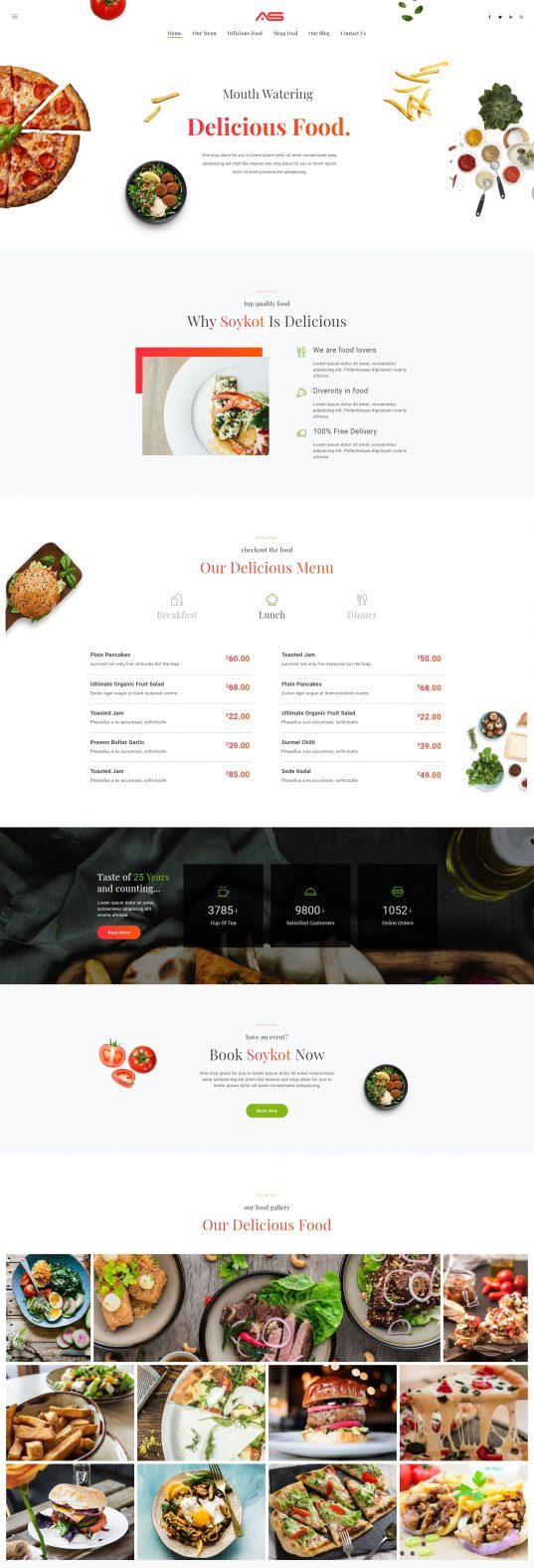 Soykot   Fast Fo 1 | 100 Creative Single Page Website Templates | Entheosweb Soykot | fast food  pizza restaurants html5 landing page template   single page website with animated effects