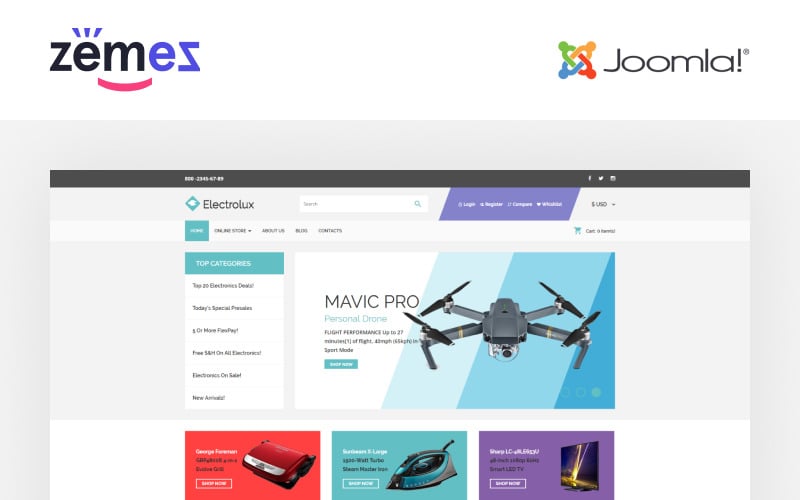 Electrolux electronic store multipage clean virtuemart template 64014 original | best e commerce website templates | entheosweb Electrolux electronic store multipage clean virtuemart template 64014 original