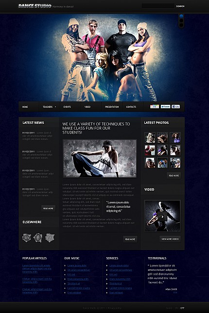Dance Studio Flash CMS Template