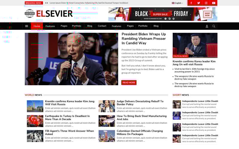 Elsevier news portal and magazine joomla template 379882 original