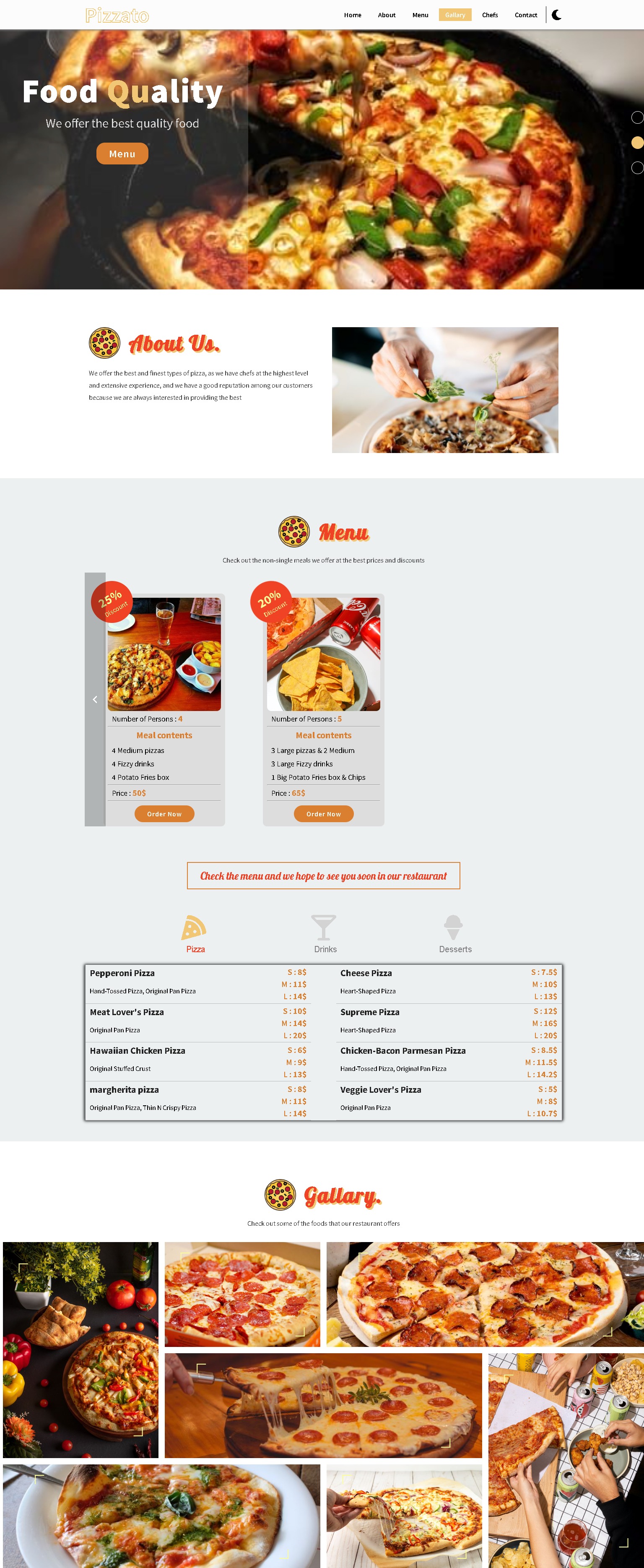 Pizzato   pizza restaurant landing page template