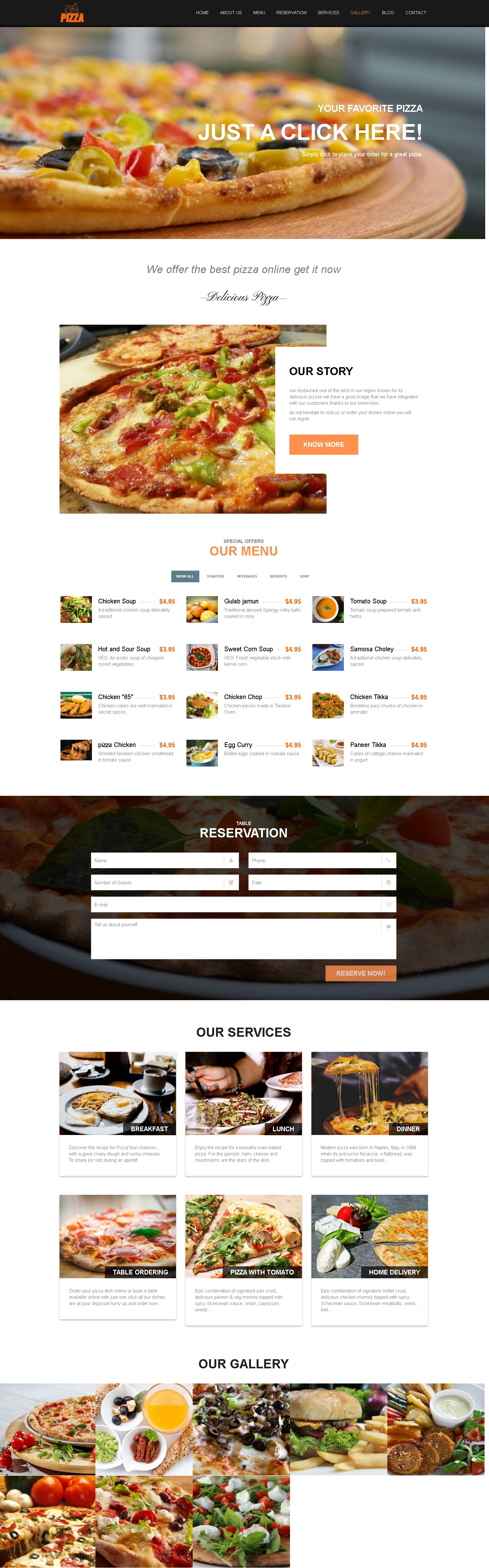 Pizza fast food html landing page theme