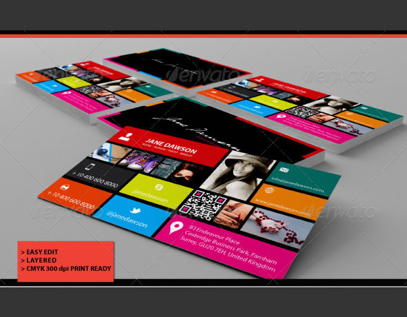 Colourful Win 8 Business Card