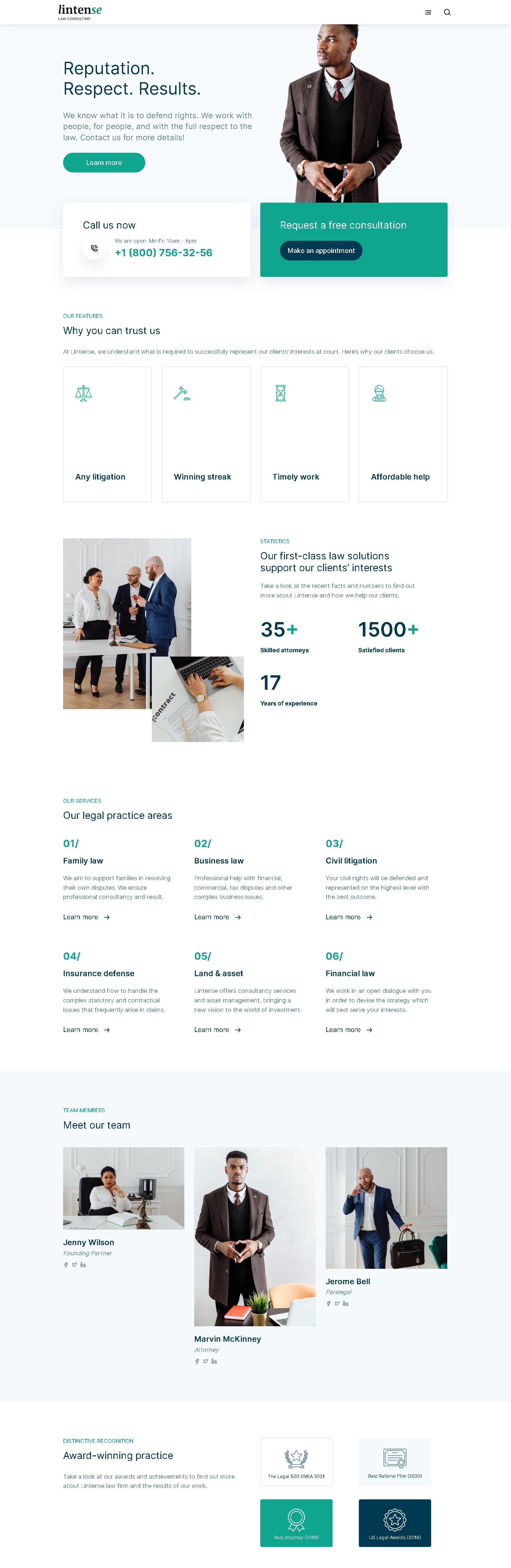 Lintense   law consulting landing page template