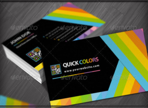 Quick Colors Rainbow QR Code Business Cards Design