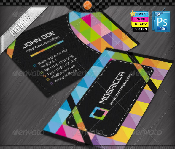 Colorful Mosaics Abstract Business Cards Designs