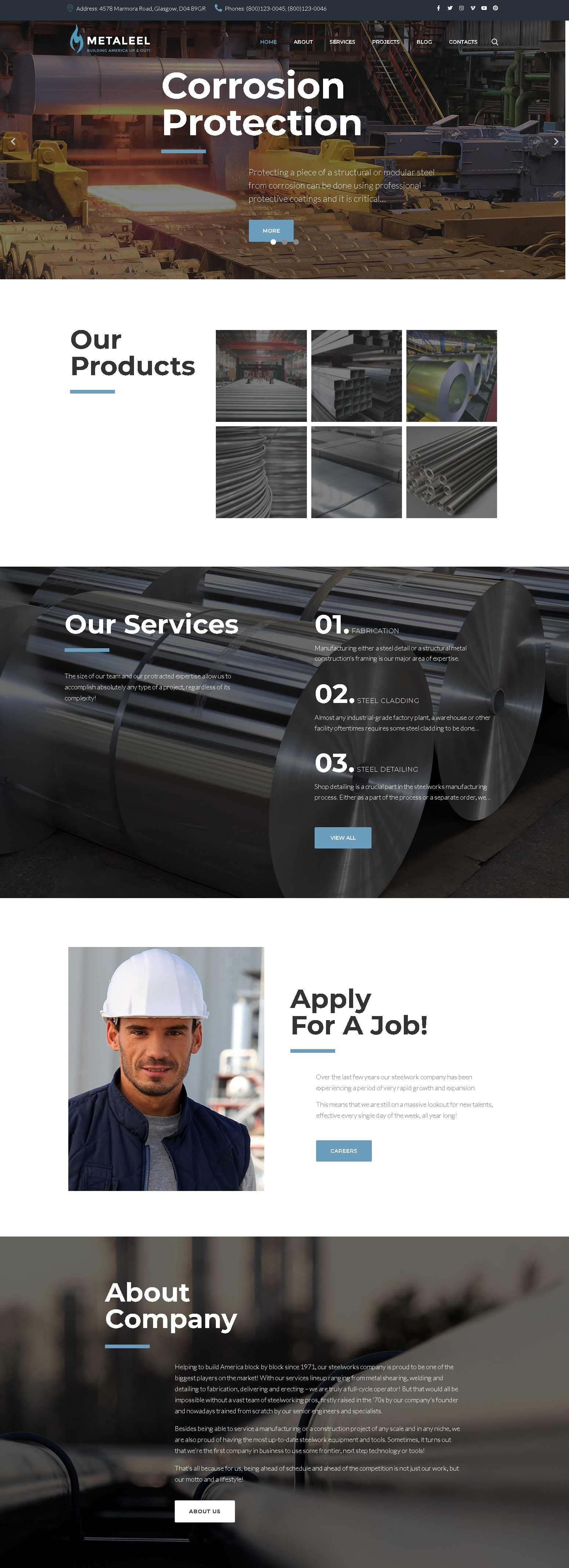 Mataleel   industrial company website template for wordpress
