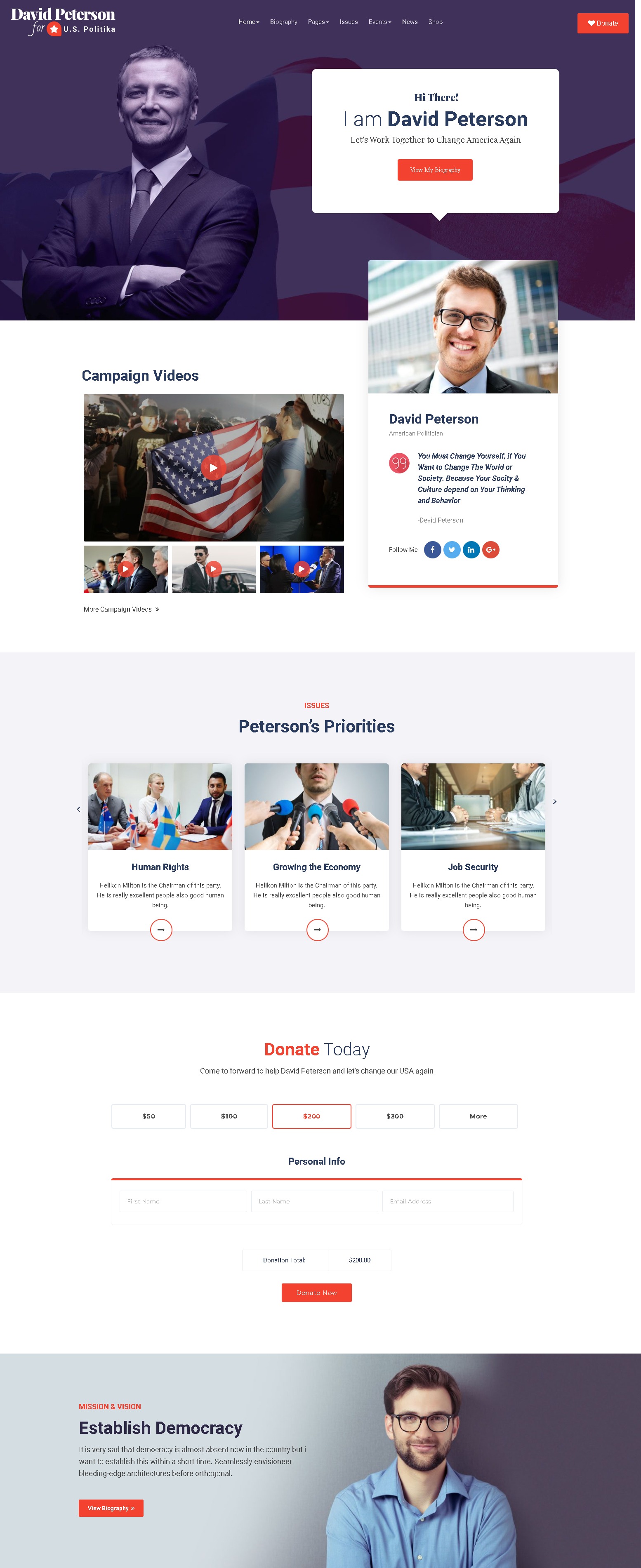 Politika   political wordpress theme for candidate and political leader