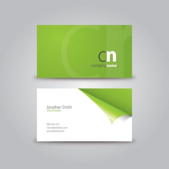 Large 2x curled corner business card