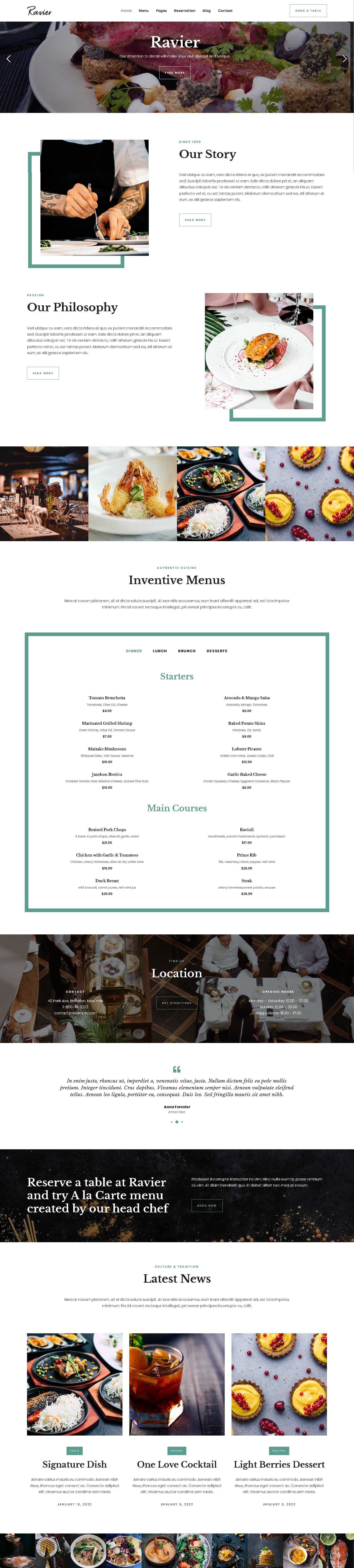 Ravier   elegant restaurant wordpress theme
