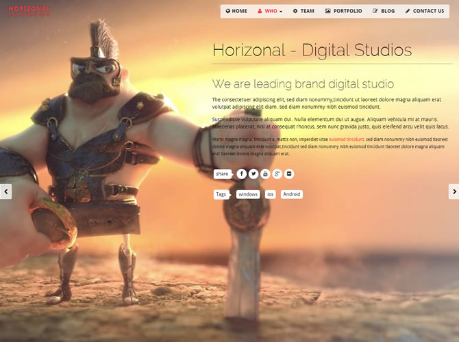 Horizonal Unique Creative OnePage Bootstrap HTML5