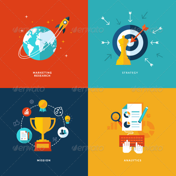 Flat design concept icons for business