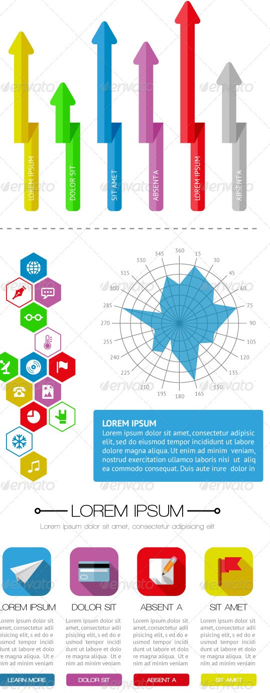 Flat design in infographics user interface and web elements