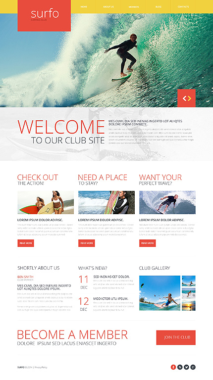Surfo surfing flat Template 48293 surfo surfing responsive website template