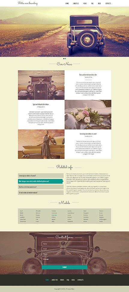 Template 49106 retro cars responsive website template Retro cars