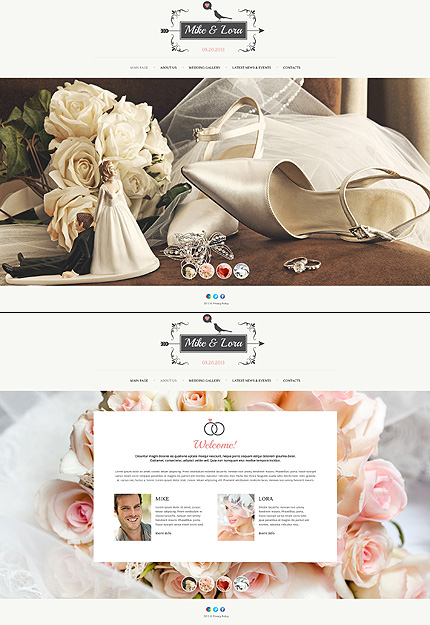 Template 47762 wedding album retro js animated template with gallery Wedding album