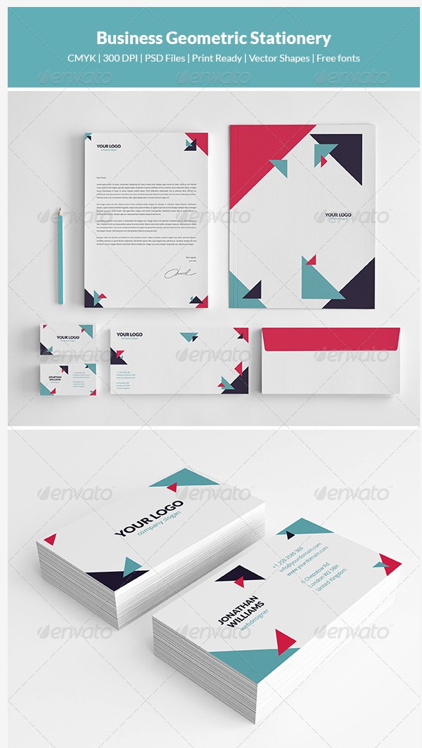 Business geometric stationery templates graphic river Business geometric stationery