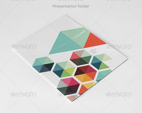 Business hexagon presentation folder template graphic river Businesscolorful hexpres folder