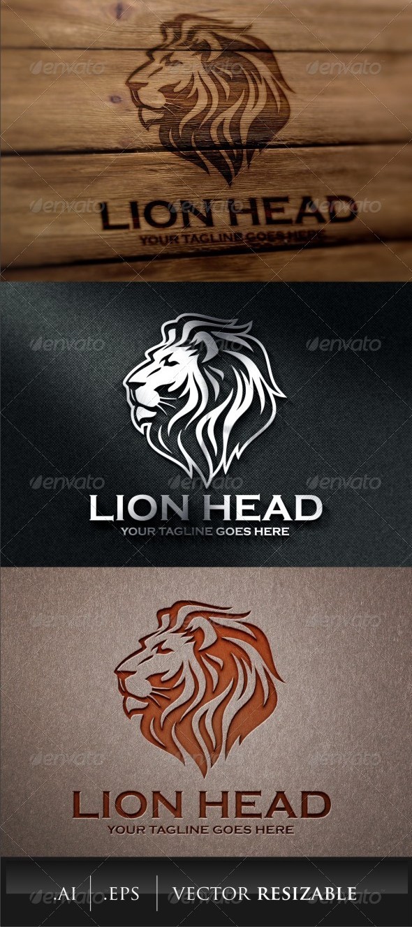 Lion head logo design template