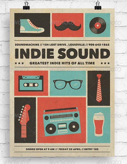 Indie sound music flyer poster print template graphicriver Indie sound music flyer poster