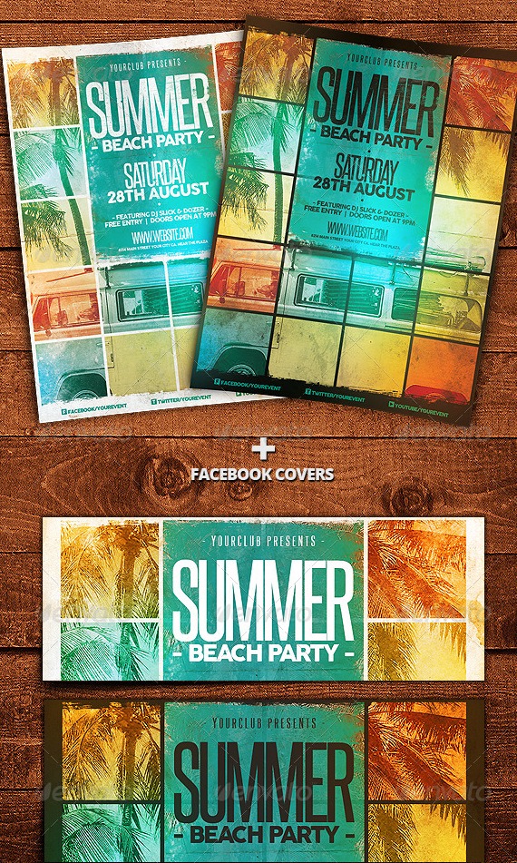 Summer beach party flyer facebook covers template graphic river Summer beach party flyer facebook covers template