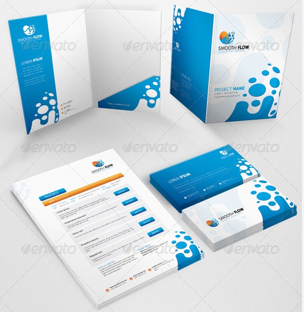 Presentation folder template smooth flow graphic river Corp id mooth flow presentation folder
