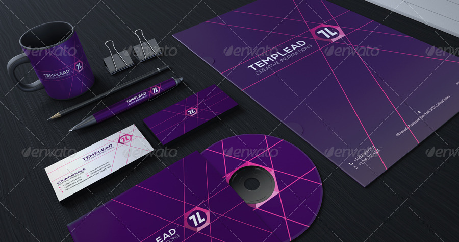Simple violet corporate identity templates graphic river Purple corporate id