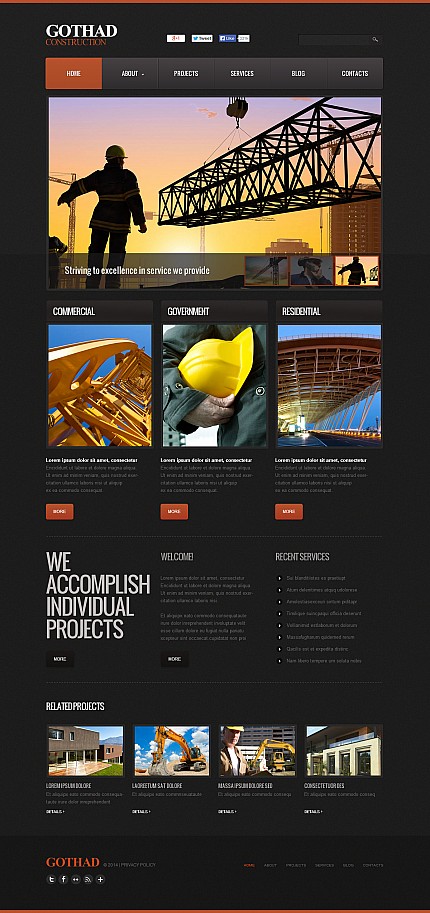 Template 48124   construction flash cms template