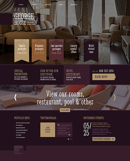 Template 48707   hotel responsive wordpress theme
