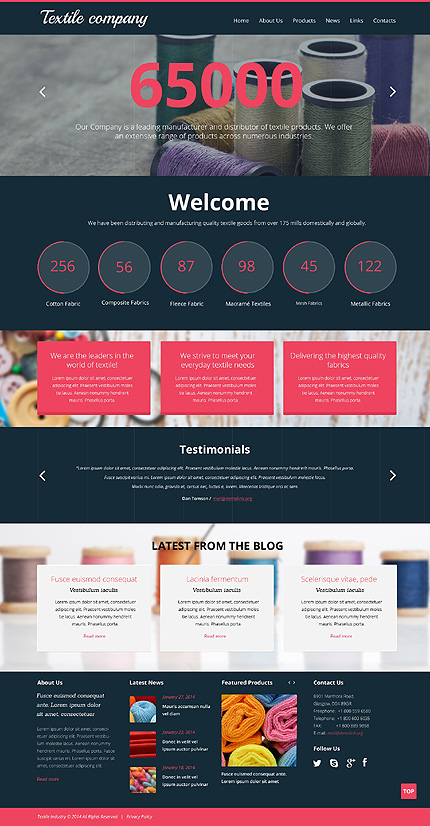 Template 49078   textile industry responsive website template