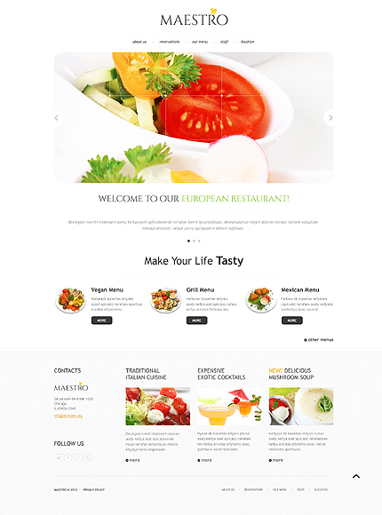 Template 45138   maestro restaurant responsive bootstrap website template with slider and gallery