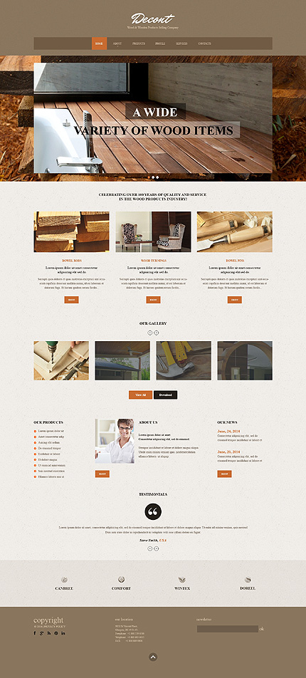 Template 49557   woodwork products responsive website template with carousel and slideshow