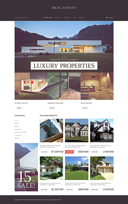 Template 50537   real estate virtuemart template with slider property slideshows with image zoom